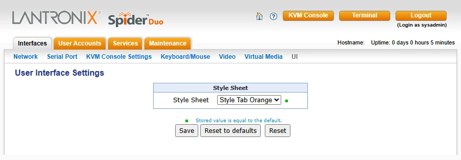 صفحة User Interface Settings