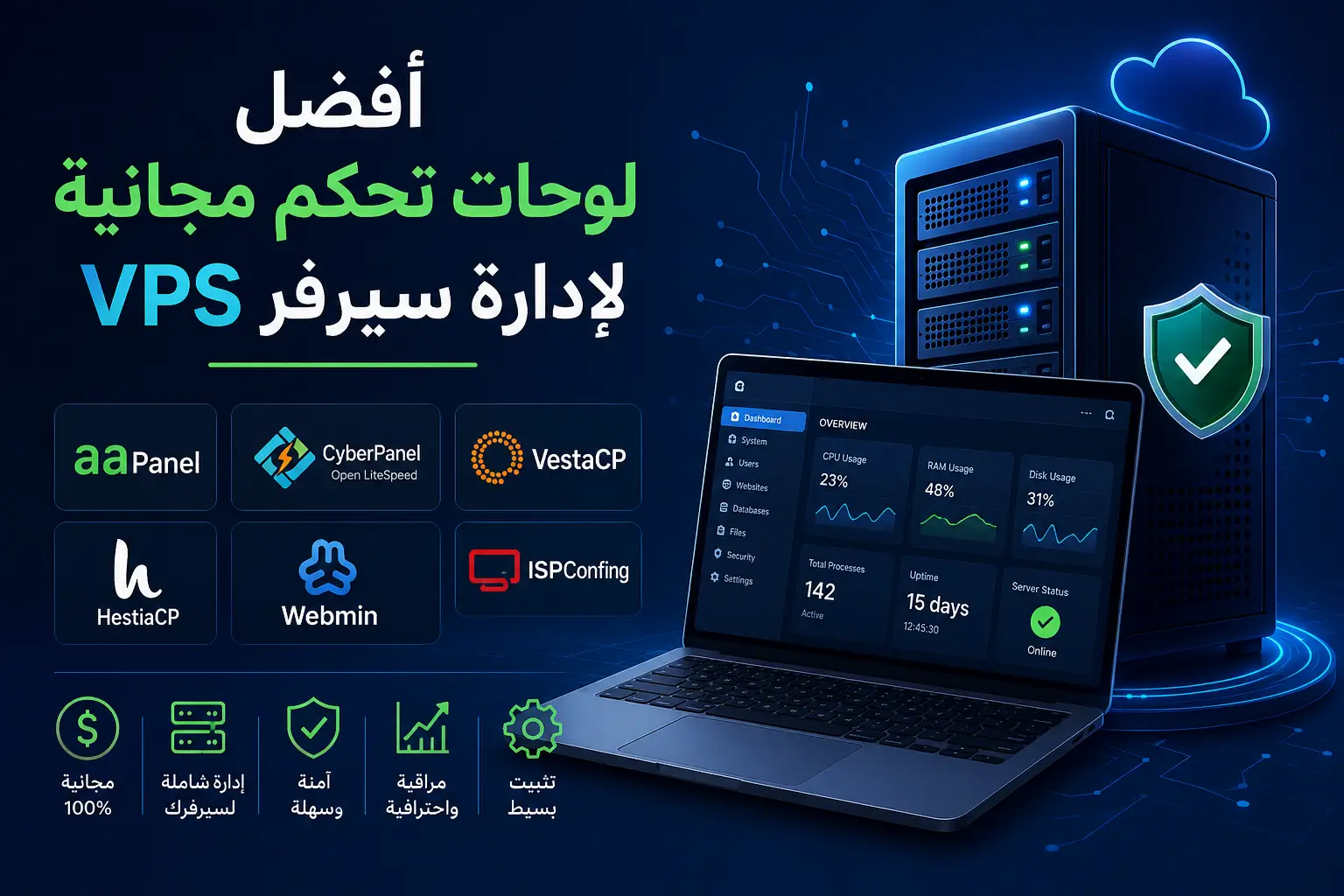 أفضل لوحات تحكم مجانية لإدارة سيرفر VPS - مرام هوست