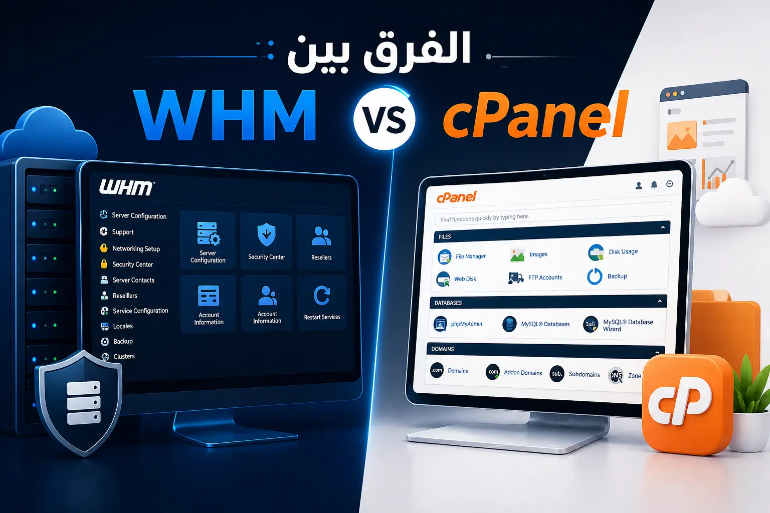 الفرق بين WHM و cPanel 2026: شرح كامل لمدير السيرفر - مرام هوست