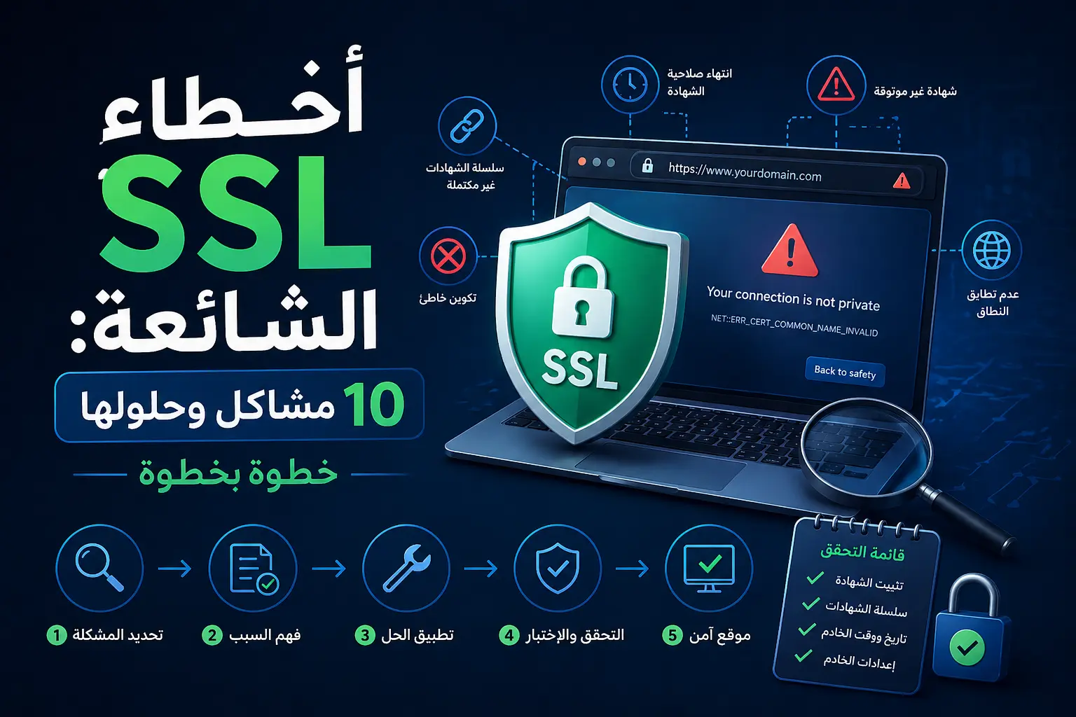 أخطاء SSL الشائعة: 10 مشاكل وحلولها خطوة بخطوة - مرام هوست