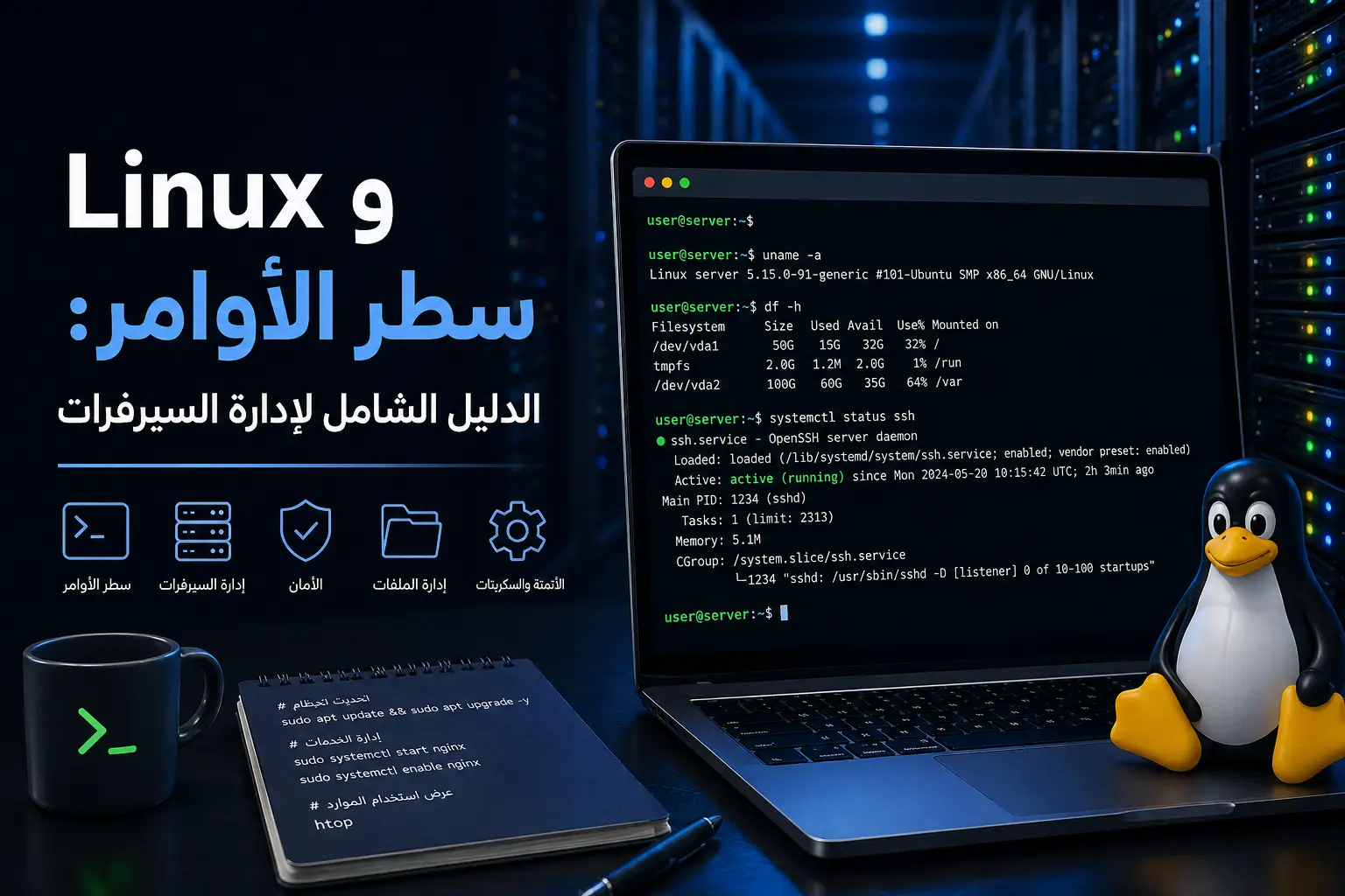 أوامر Linux لإدارة السيرفرات