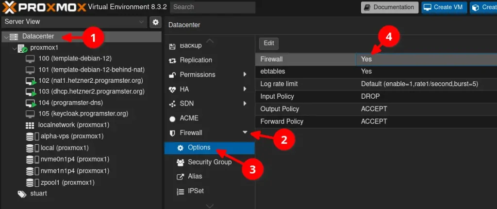 حماية VPS Proxmox