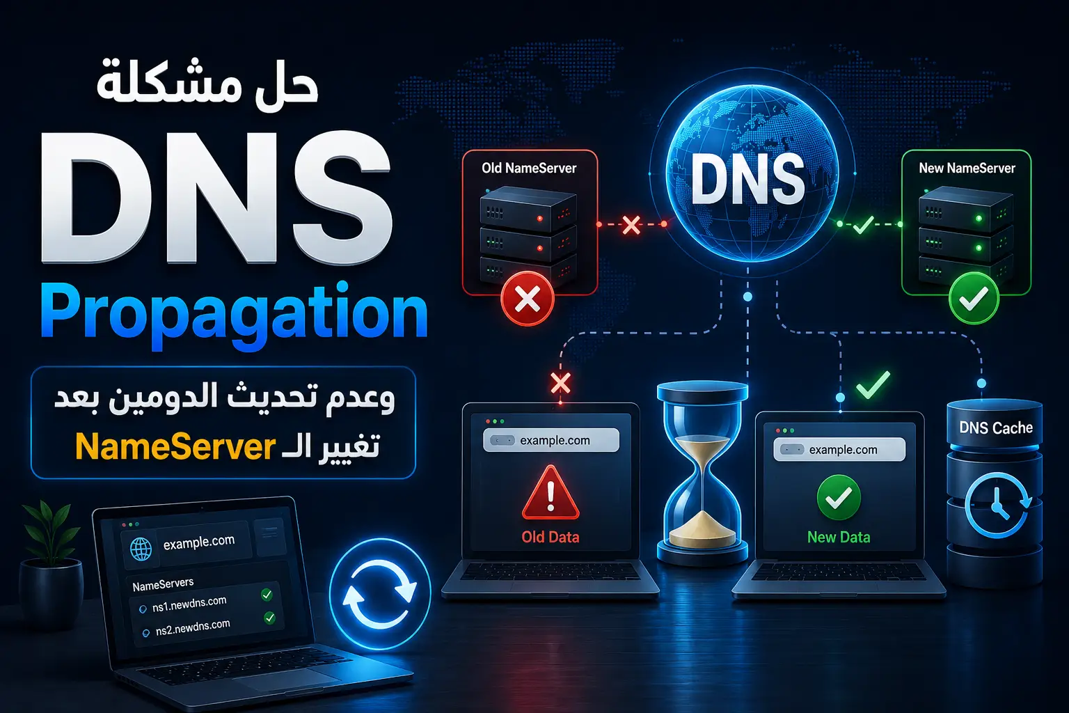 حل مشكلة DNS Propagation وعدم تحديث الدومين بعد تغيير الـ NameServer – دليل عملي شامل 2026 مع مرام هوست - مرام هوست