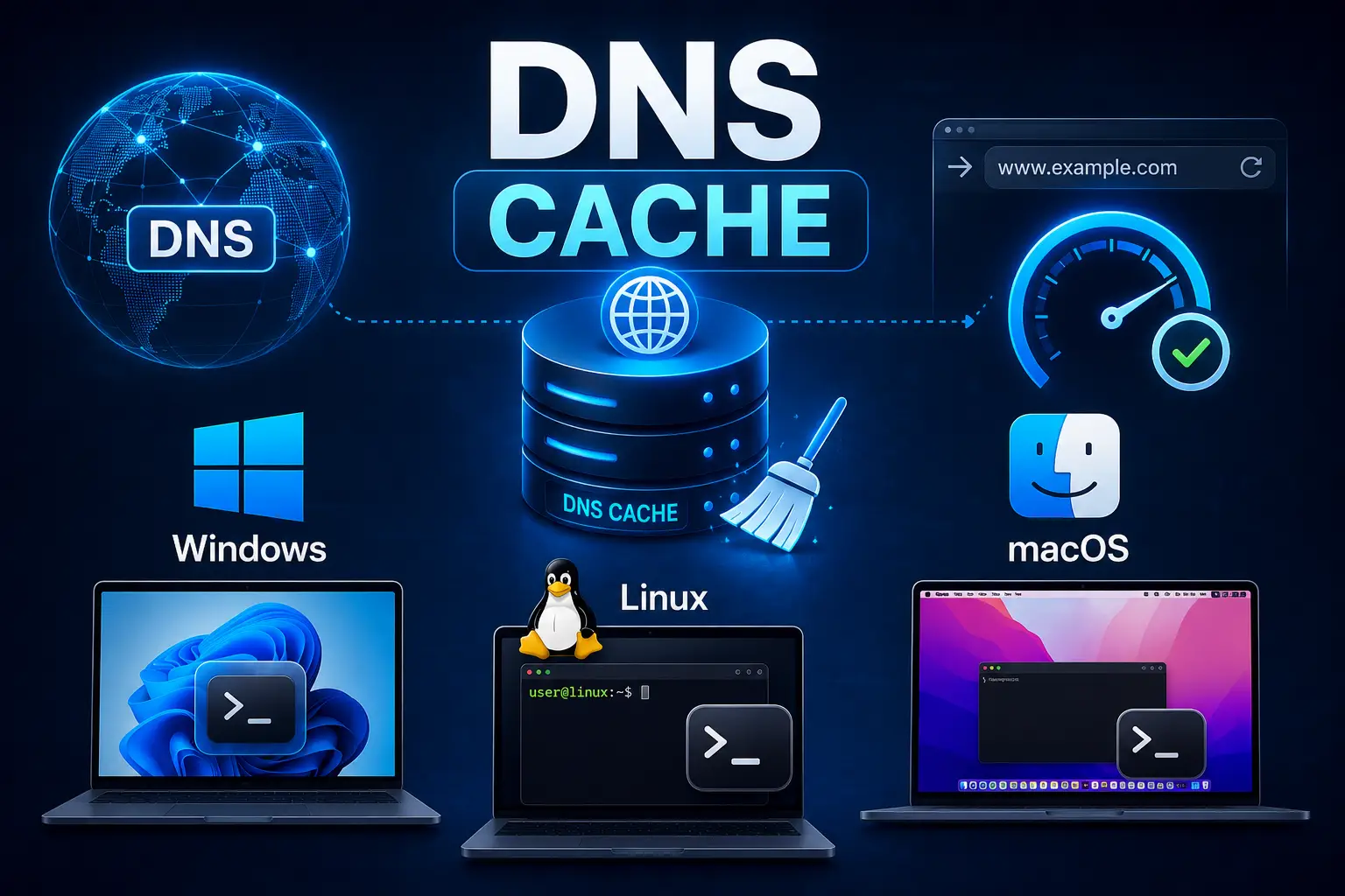 شرح DNS Cache وكيفية مسح الكاش على ويندوز ولينكس وماك – الدليل الكامل 2026 - مرام هوست