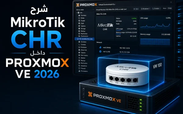 شرح MikroTik CHR داخل Proxmox VE 2026: بناء Router وISP Infrastructure احترافية بأداء عالي - مرام هوست