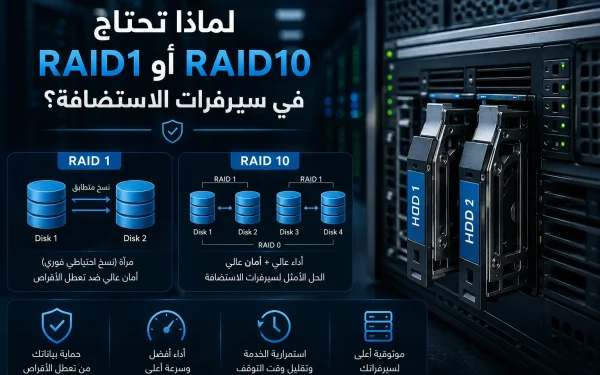 لماذا تحتاج RAID1 أو RAID10 في سيرفرات الاستضافة؟ الدليل الاحترافي لحماية البيانات وتحسين الأداء في 2026 - مرام هوست