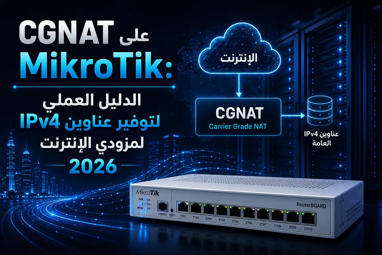 CGNAT على MikroTik: الدليل العملي لتوفير عناوين IPv4 لمزودي الإنترنت 2026 - مرام هوست