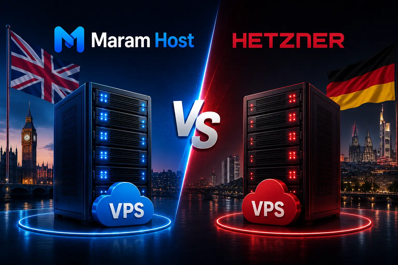 Maram Host vs Hetzner: مقارنة بين السيرفرات الألمانية والبنية التحتية البريطانية في 2026 - مرام هوست