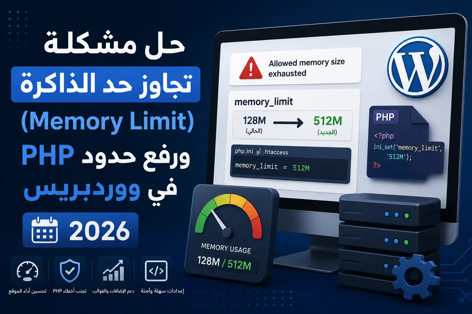 حل مشكلة تجاوز حد الذاكرة (Memory Limit) ورفع حدود PHP في ووردبريس 2026 - مرام هوست