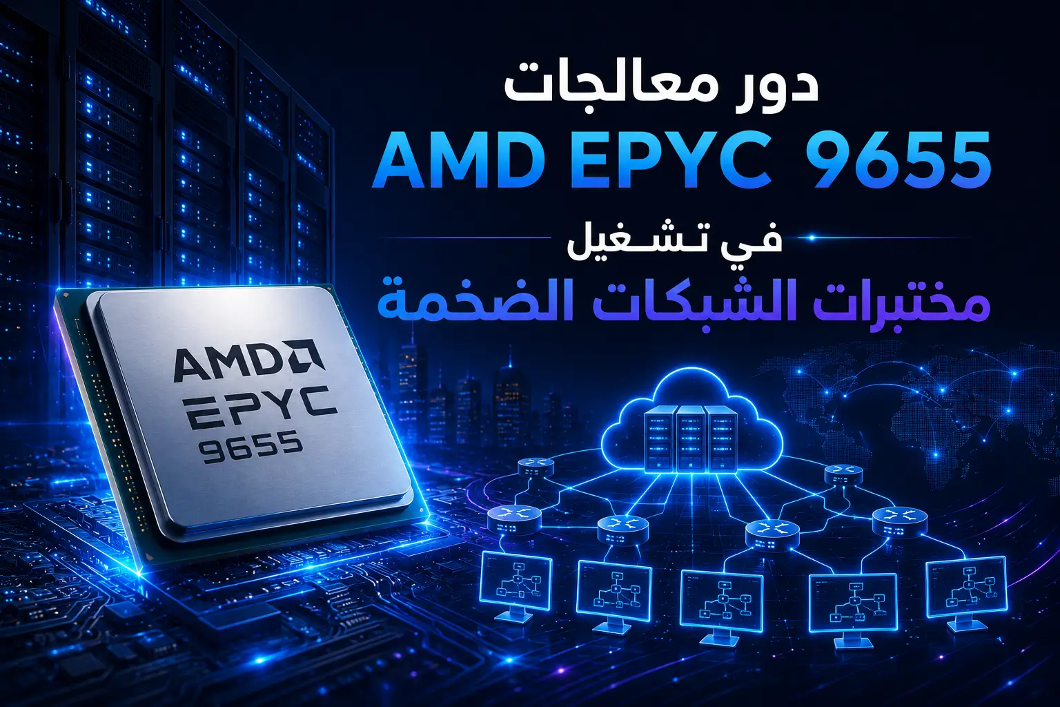 دور معالجات AMD EPYC 9655 في تشغيل مختبرات الشبكات الضخمة - مرام هوست