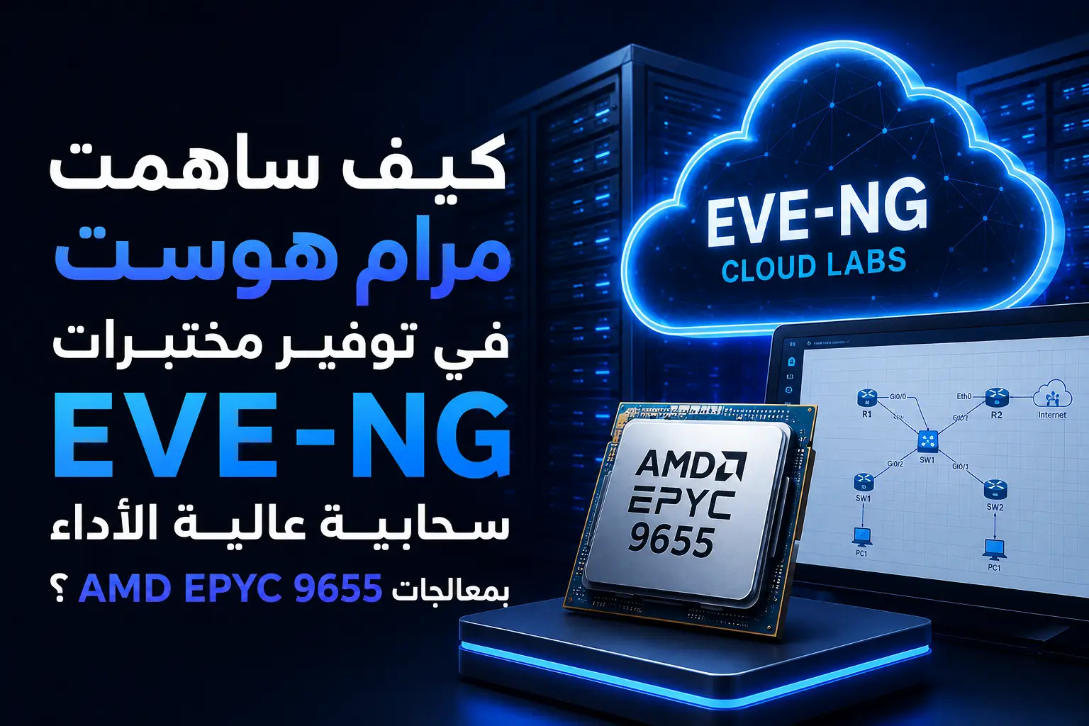 كيف ساهمت مرام هوست في توفير مختبرات EVE-NG سحابية عالية الأداء بمعالجات AMD EPYC 9655؟ - مرام هوست