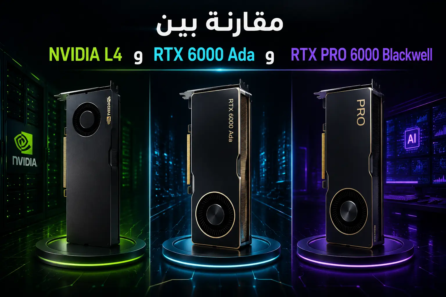 مقارنة بين NVIDIA L4 وRTX 6000 Ada وRTX PRO 6000 Blackwell: أي بطاقة GPU تناسب مشروعك في 2026؟ - مرام هوست