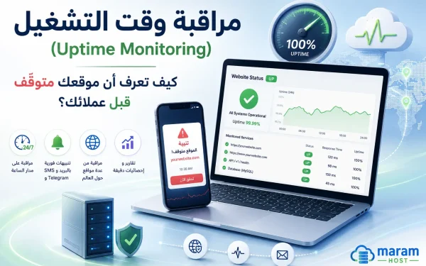 مراقبة وقت التشغيل (Uptime Monitoring): كيف تعرف أن موقعك متوقّف قبل عملائك؟ دليل شامل 2026 - مرام هوست