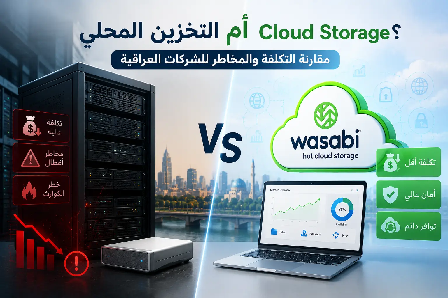 التخزين المحلي أم Cloud Storage؟ مقارنة التكلفة والمخاطر للشركات العراقية - مرام هوست