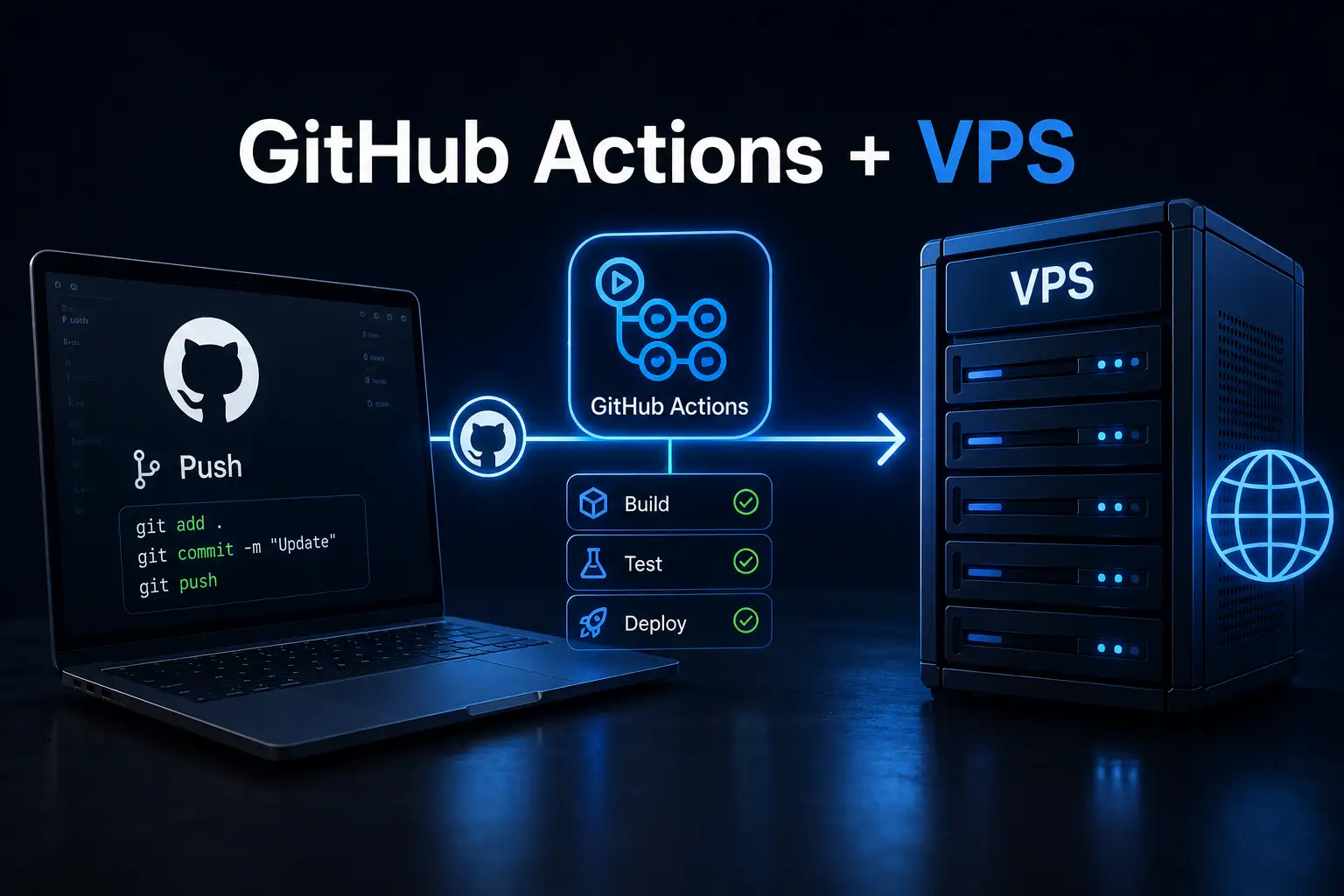 GitHub Actions + VPS: بناء CI/CD ينشر تطبيقك تلقائيًا عند كل Push - مرام هوست