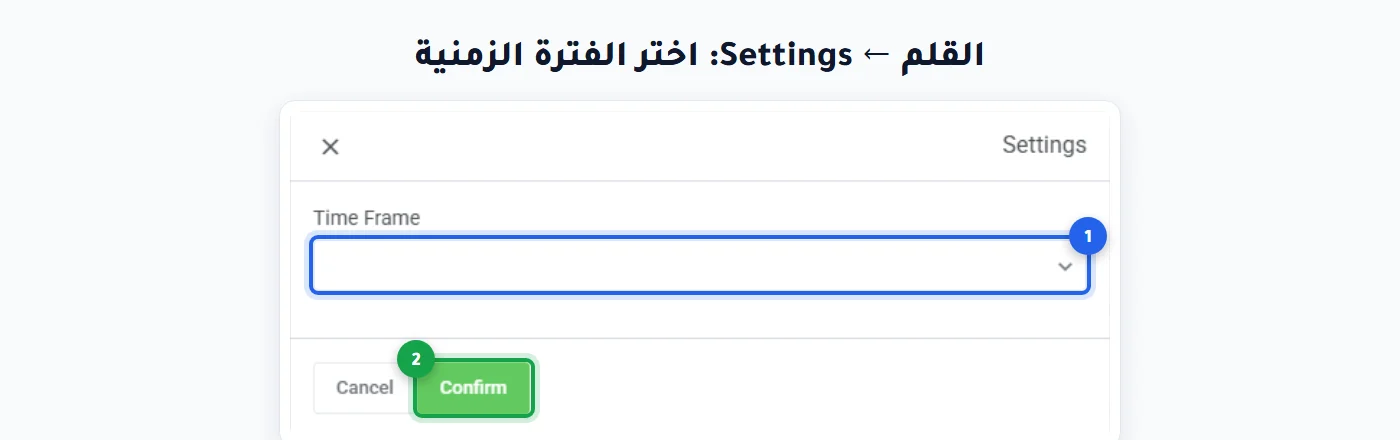نافذة Settings واختيار Time Frame لرسوم الأداء