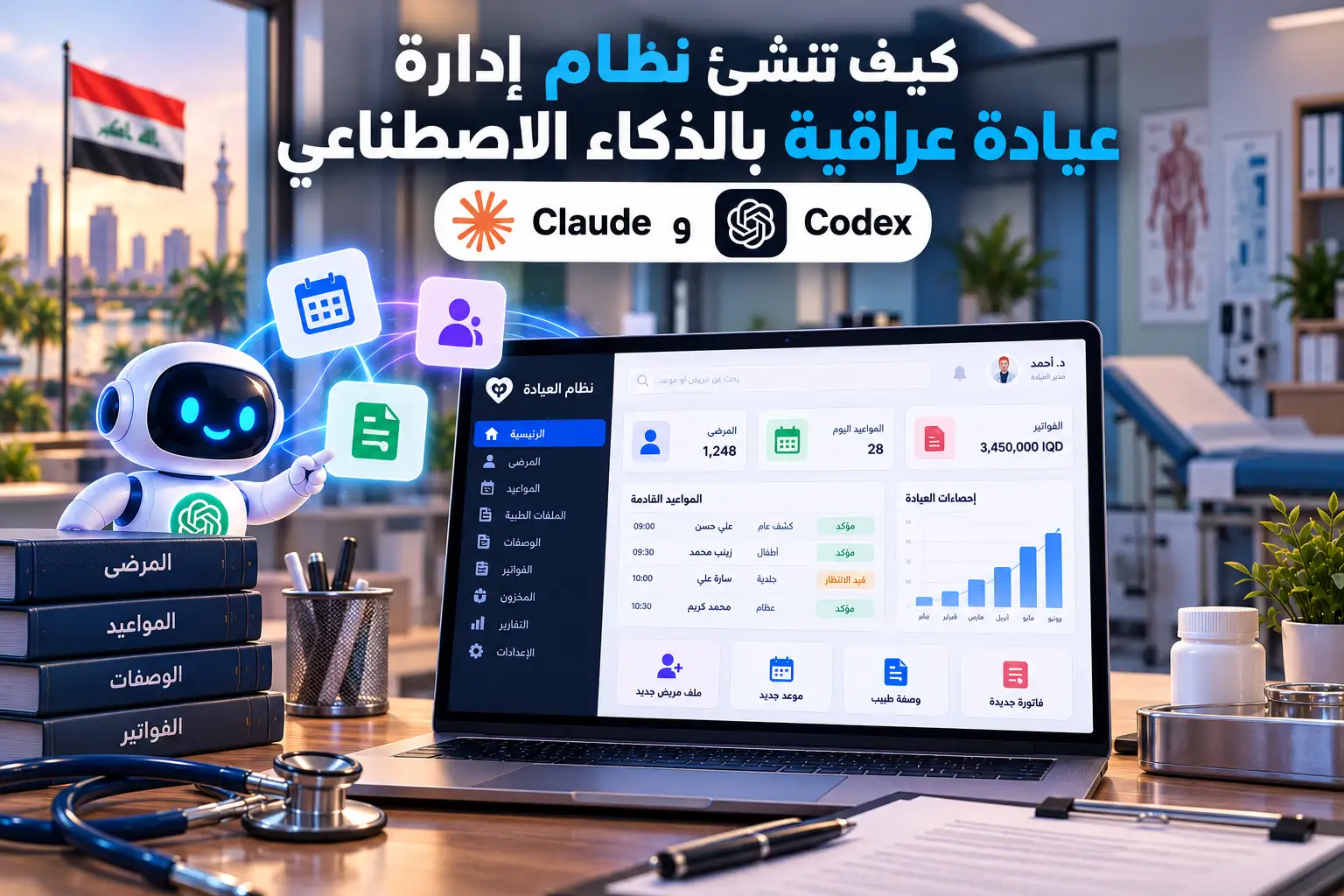 كيف تنشئ نظام إدارة عيادة عراقية بالذكاء الاصطناعي (Claude وCodex) 2026؟ - مرام هوست