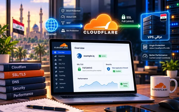 إعداد Cloudflare مع VPS العراقي: الضبط الصحيح لـ SSL وحماية الأصل والأداء (2026) - مرام هوست