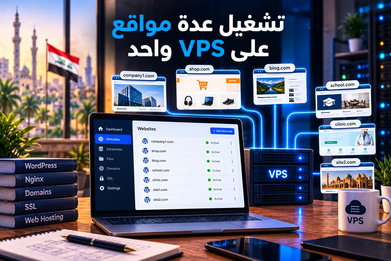 تشغيل عدة مواقع على VPS واحد: كم موقعًا يتحمّل خادمك فعلًا؟ (2026) - مرام هوست